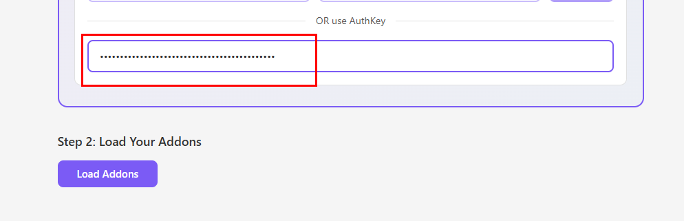 Screenshot: Paste AuthKey